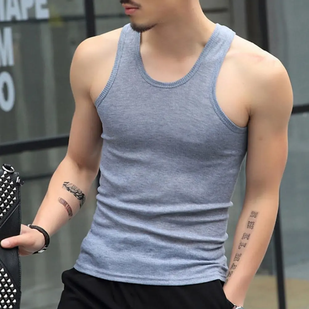 2025 2 Pcs Men Summer Fitness Vest Seamless U Neck Sleeveless Stretchy Sports Vest Breathable Quick-drying Gym Sport Tank Top