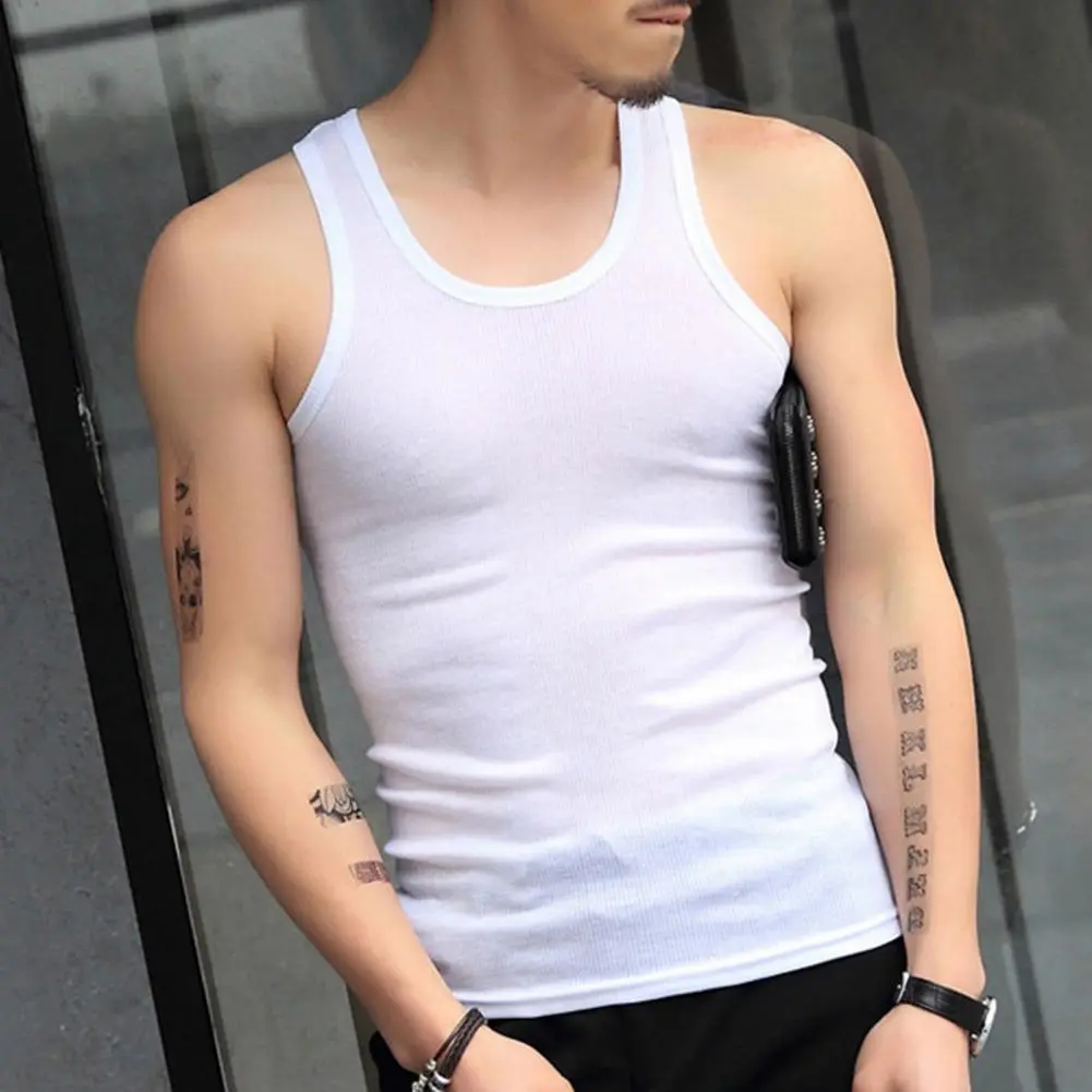 2025 2 Pcs Men Summer Fitness Vest Seamless U Neck Sleeveless Stretchy Sports Vest Breathable Quick-drying Gym Sport Tank Top