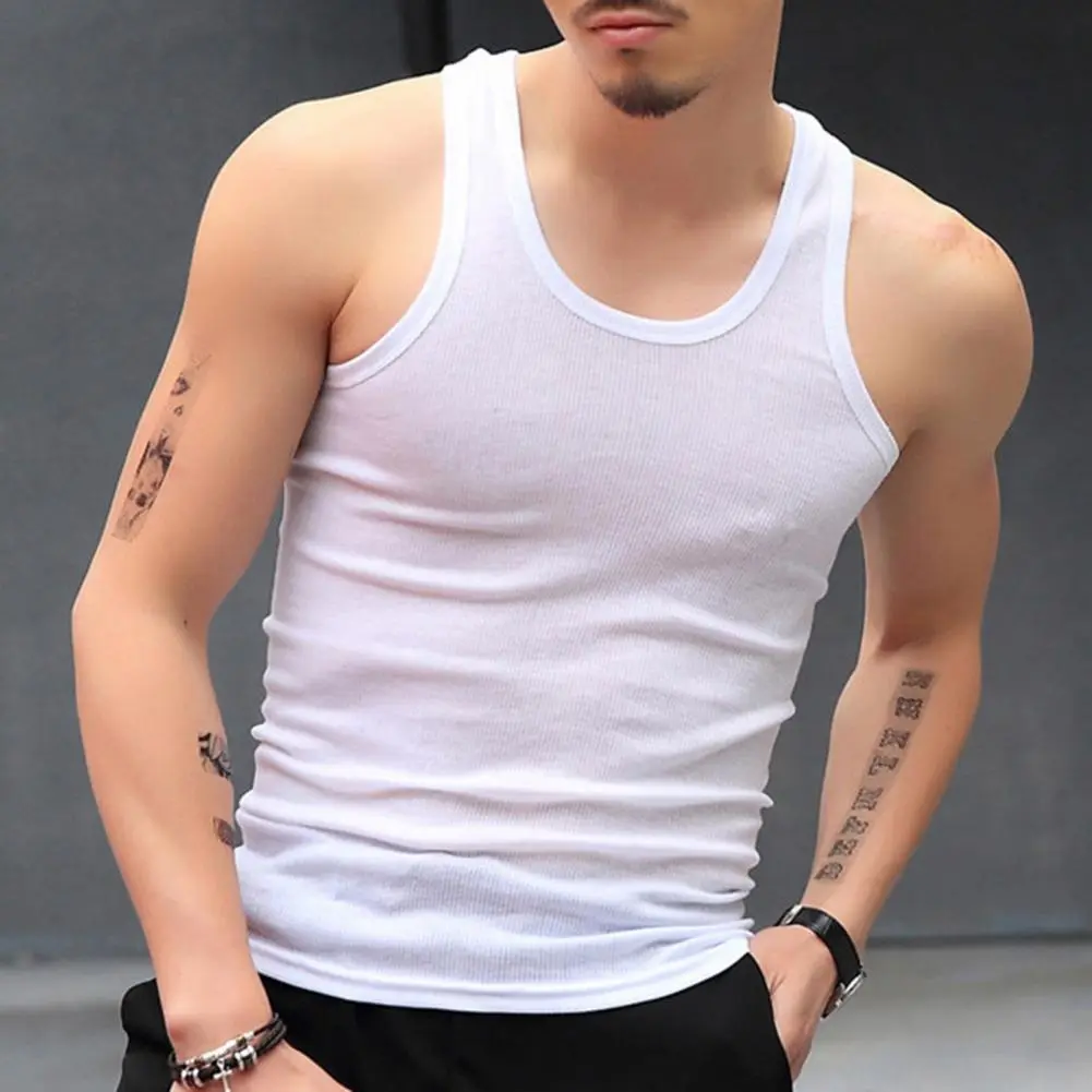 2025 2 Pcs Men Summer Fitness Vest Seamless U Neck Sleeveless Stretchy Sports Vest Breathable Quick-drying Gym Sport Tank Top