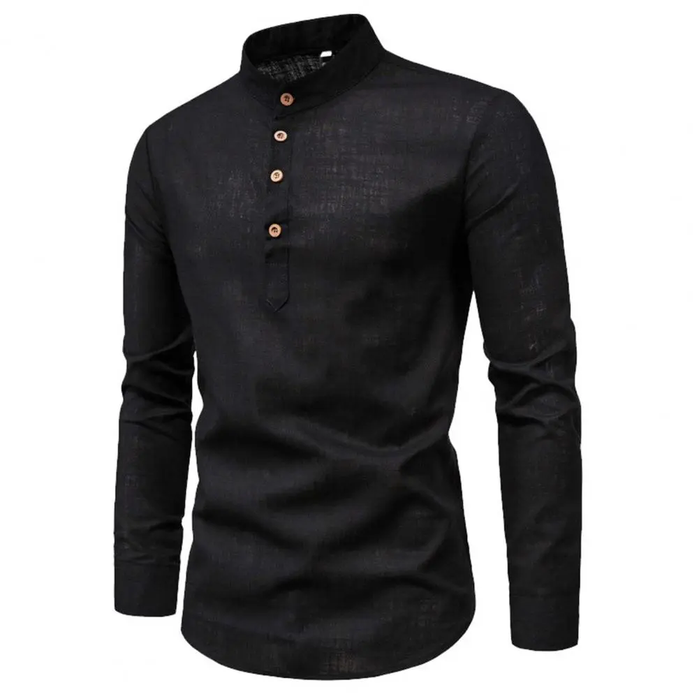 2025 Spring Autumn Shirt Solid Color Stand Collar Long Sleeve Buttons Anti-pilling Business Shirts Slim Fit Formal Shirt