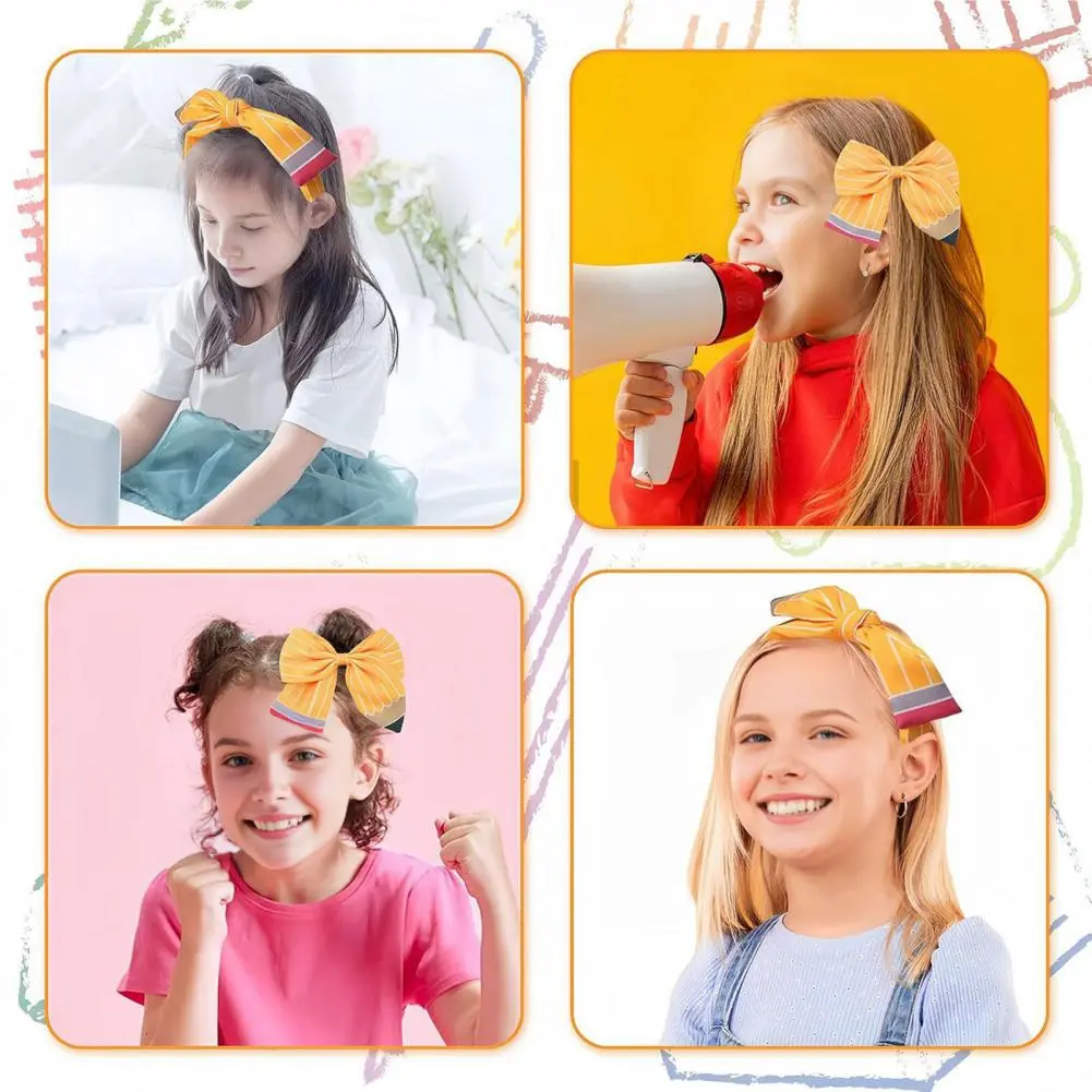 2025 Fabric Bowknot headband yellow pencil bow hair clip baby headband Women Hair Hoop Bright Yellow Pencil Bow Decor Hair Clip