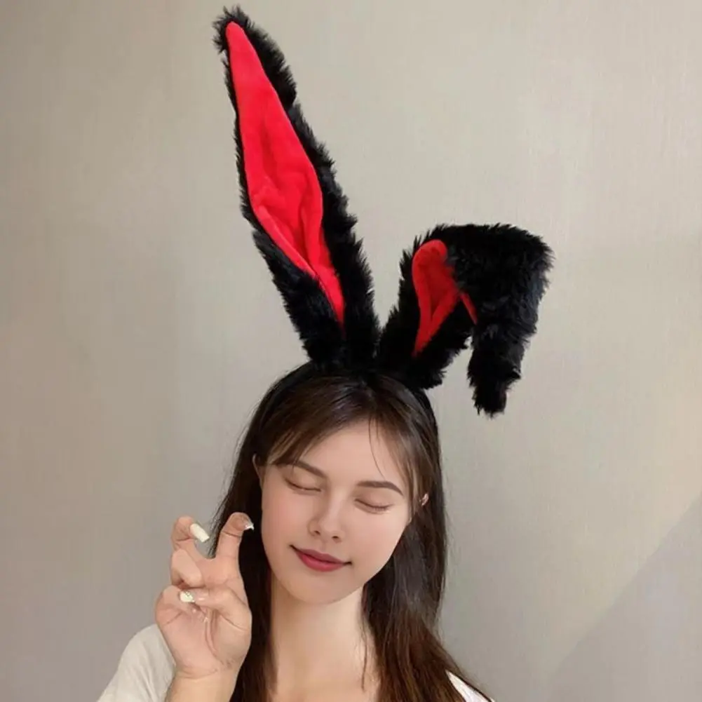 Plush Bunny Ear Headband Fluffy Bunny Ear Headband Long Plush Rabbit Ear Hair Hoop Christmas Easter Party Cosplay Rabbit Ears
