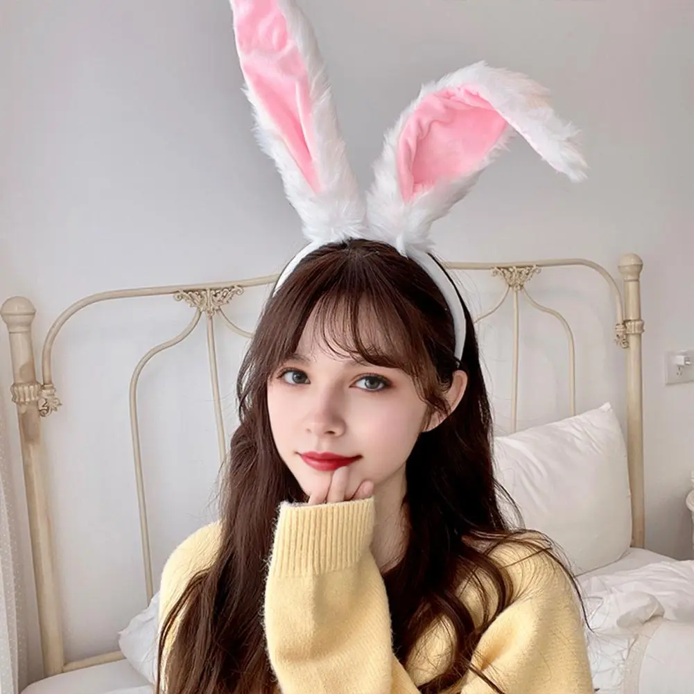 Plush Bunny Ear Headband Fluffy Bunny Ear Headband Long Plush Rabbit Ear Hair Hoop Christmas Easter Party Cosplay Rabbit Ears