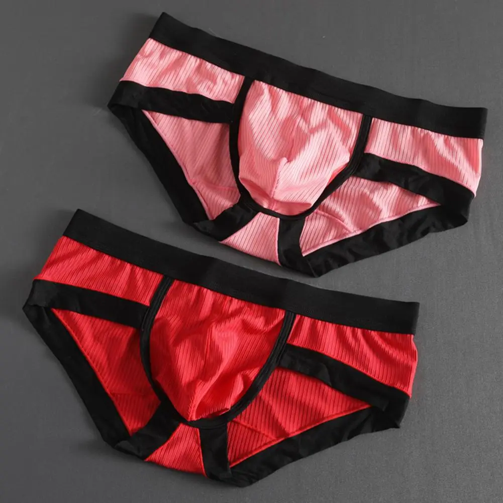 2025 Men Briefs Butt Lifting Low Rise Big Pouch Underwear Sexy Contrast Color Sweat Absorption Underpants Super Soft Men Panties