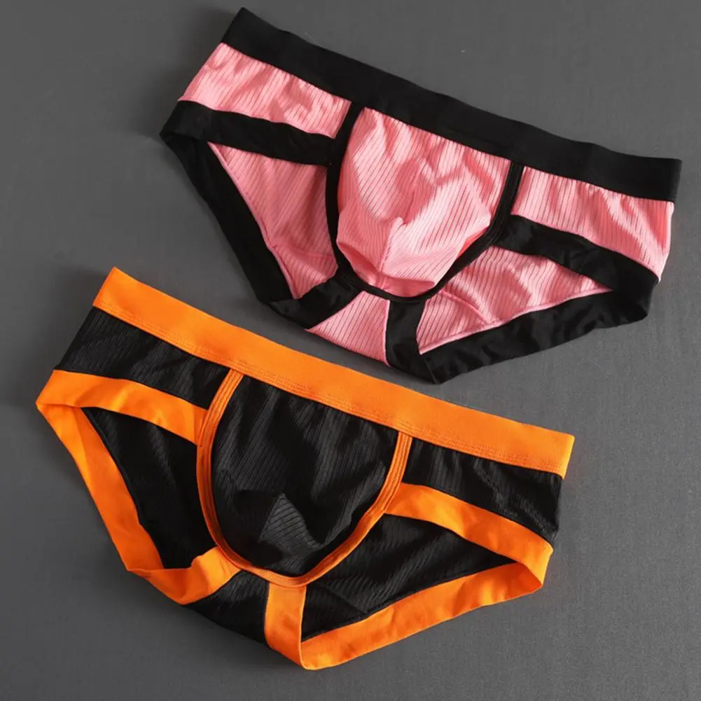 2025 Men Briefs Butt Lifting Low Rise Big Pouch Underwear Sexy Contrast Color Sweat Absorption Underpants Super Soft Men Panties