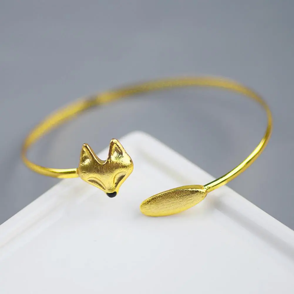 Elegant Open Bangle Open Bangle Elegant Little Fox Shape Bangle Adjustable Bracelet for Women Electroplated Simple for Students