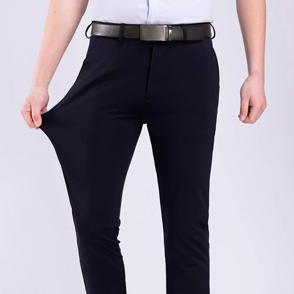 Men's Elastic Straight Pants Formal Business Trousers Casual Long Suit Pants Classic Summer Fashion Suit Pants Formal Trousers