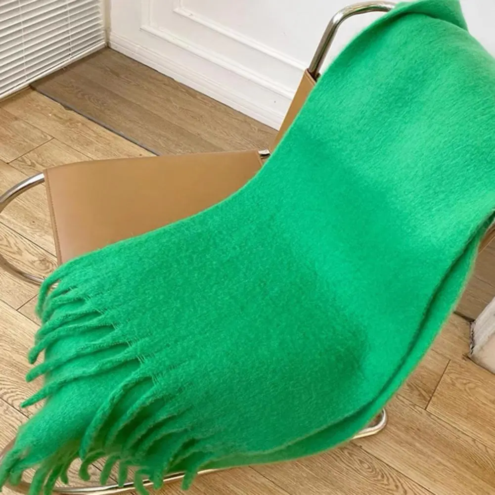 Women Scarf Tassel Scarf Stylish Women's Winter Scarf Thick Warm Windproof Shawl with Twisted Tassel Detailing Neck Protection