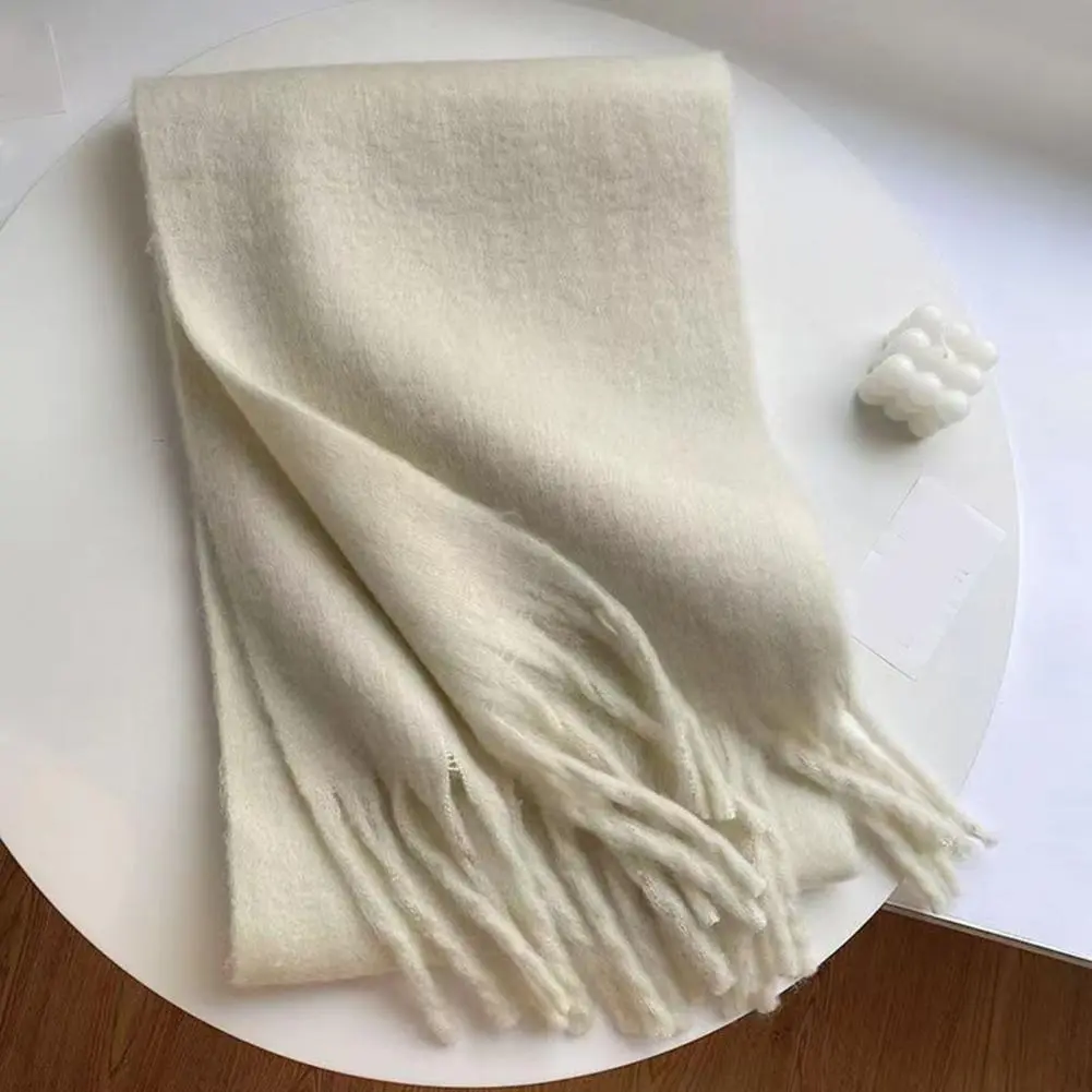 Women Scarf Tassel Scarf Stylish Women's Winter Scarf Thick Warm Windproof Shawl with Twisted Tassel Detailing Neck Protection