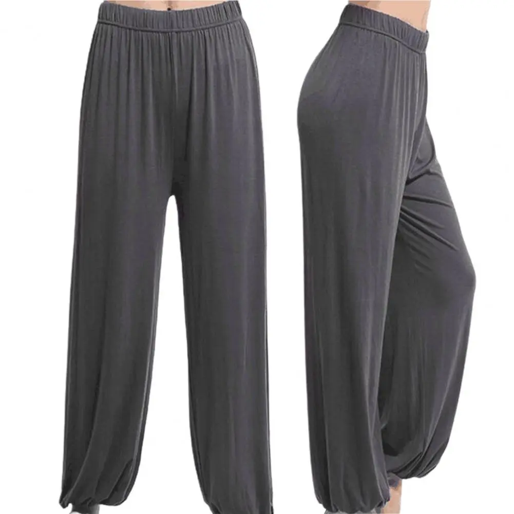 Men Pants Solid Color Elastic Waist Modal Casual Spring Trousers for Daily Wear