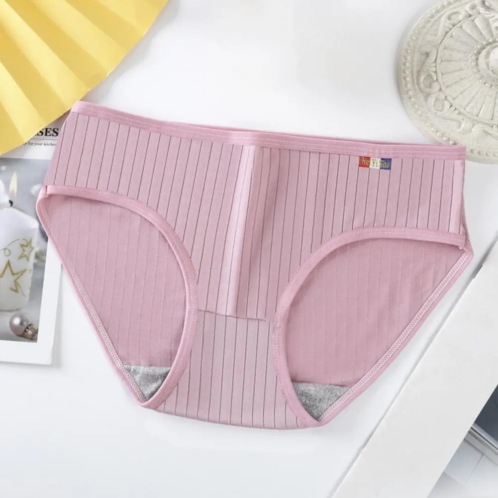 2025 Stretchy Ribbed Women Briefs Mid-rise Elastic Waistband Cotton Crotch Women Briefs Soft Solid Color Ribbed Sexy Panties