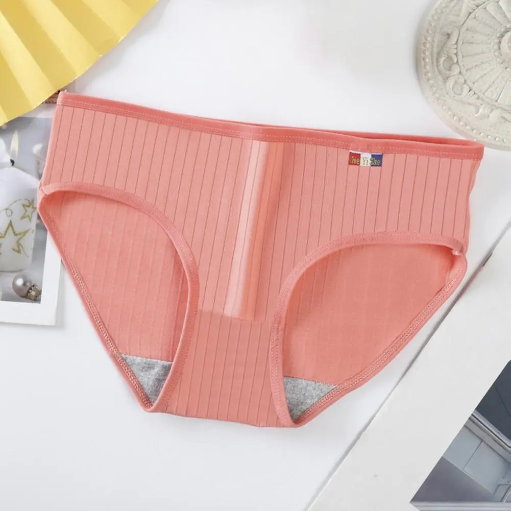 2025 Stretchy Ribbed Women Briefs Mid-rise Elastic Waistband Cotton Crotch Women Briefs Soft Solid Color Ribbed Sexy Panties