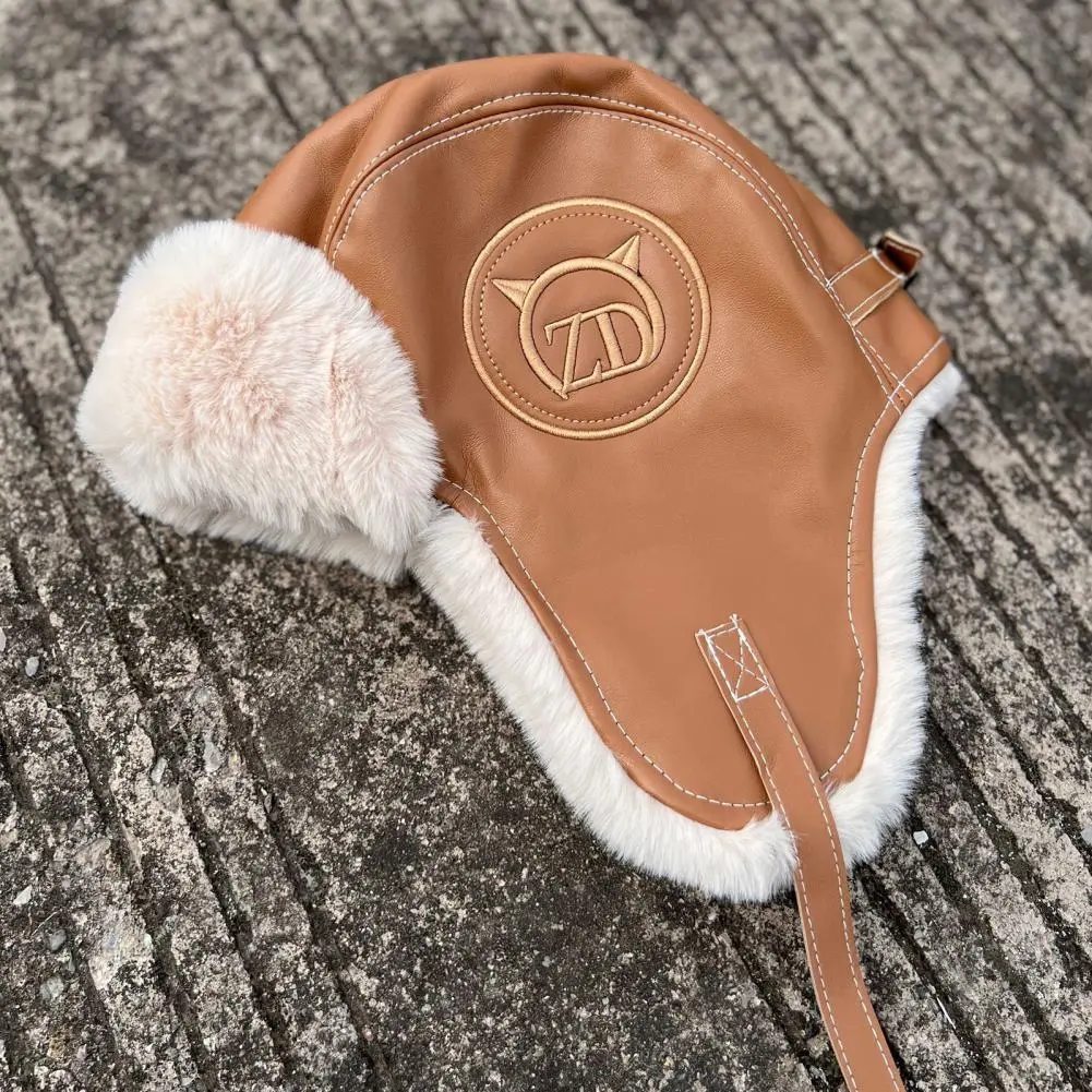 Russian Bomber Hat Fluffy Windproof Ear Plush Lining Trapper Hat Coldproof Alphabet Bomber Hat Outdoor Earflap Hats