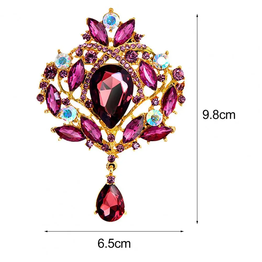 Rhinestone Brooch Elegant Water Drop Alloy Brooches Lapel Pin Lady Shiny Rhinestone Brooches Corsage Coat Wedding Jewelry