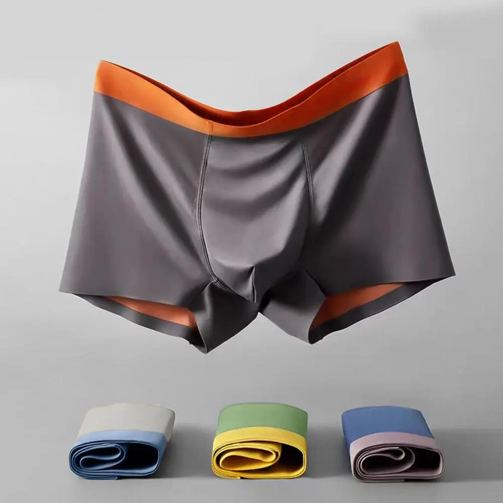 Men Boxer Underwear Comfortable Men's Solid Color Boxer Briefs with U-convex Design Elastic Waist for Versatile Wear