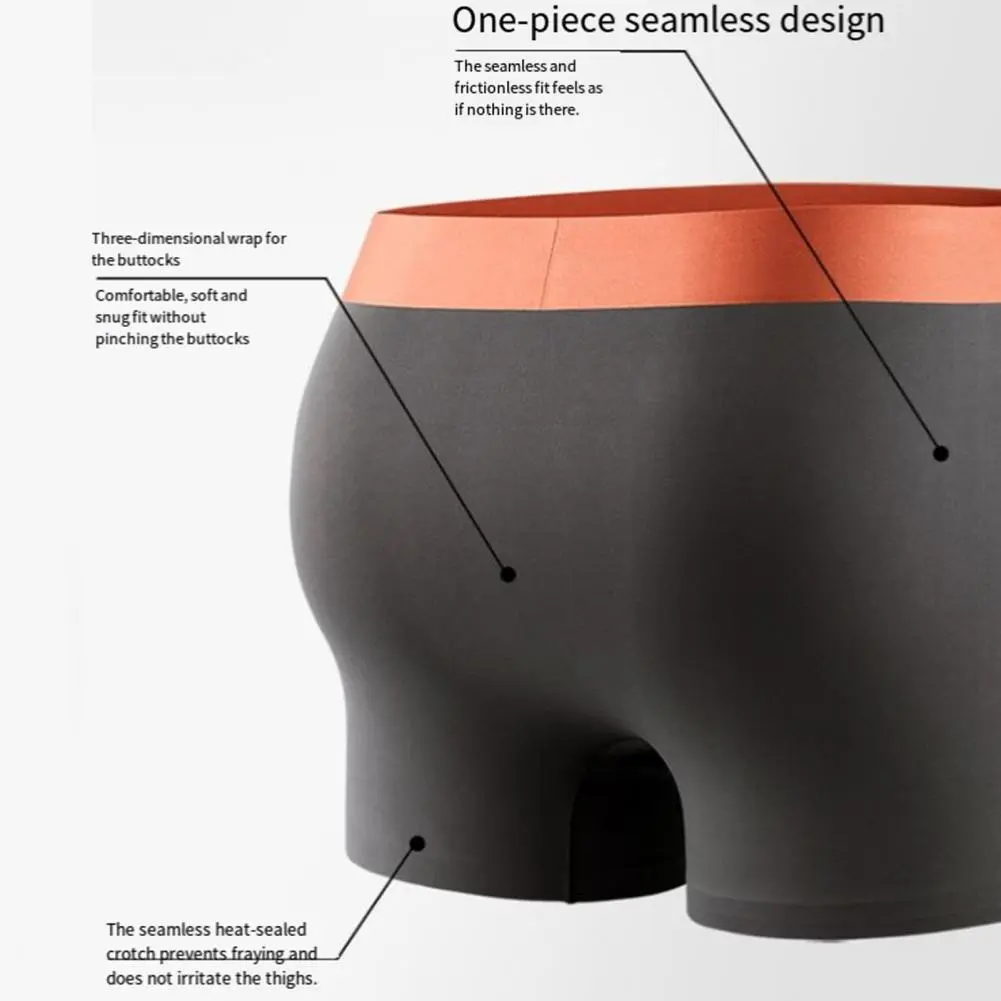 Men Boxer Underwear Comfortable Men's Solid Color Boxer Briefs with U-convex Design Elastic Waist for Versatile Wear