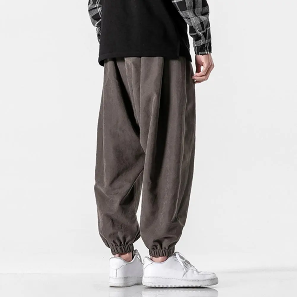 Men Baggy Pants Hip Hop Fashion Joggers Pants Drawstring Harem Trousers Man Casual Sweatpants Male Pants Solid Color Black Pants