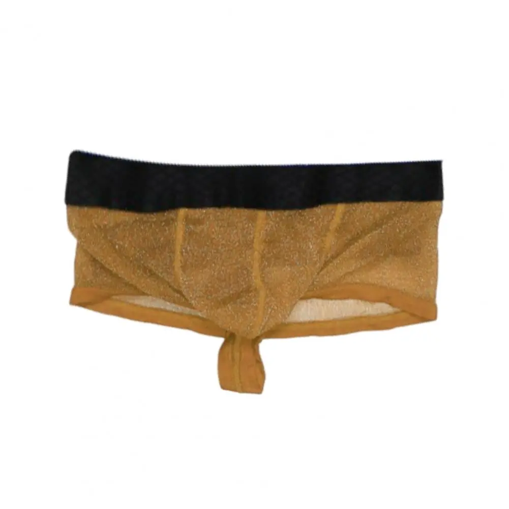 Basic Men Undergarments Men Boxer Underwear Men's Low-rise Perspective Boxer Shorts with Patchwork Color U-convex Wide for Men