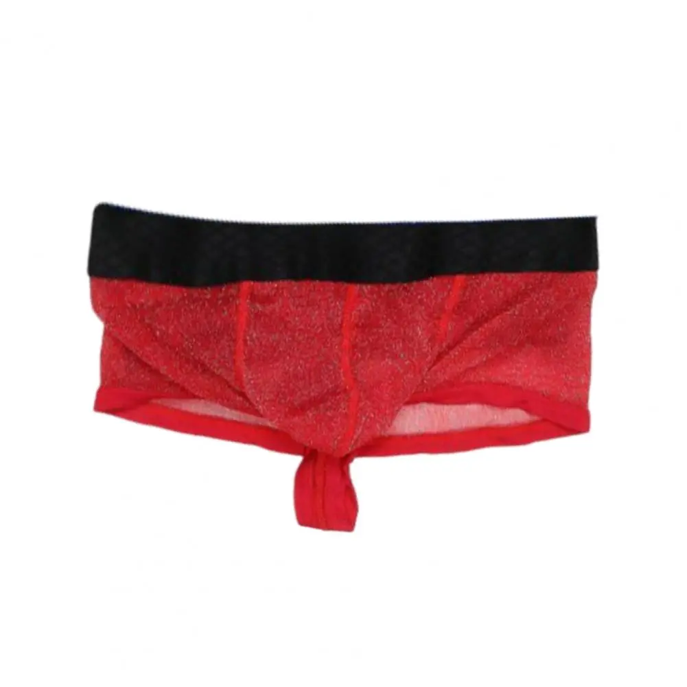 Basic Men Undergarments Men Boxer Underwear Men's Low-rise Perspective Boxer Shorts with Patchwork Color U-convex Wide for Men