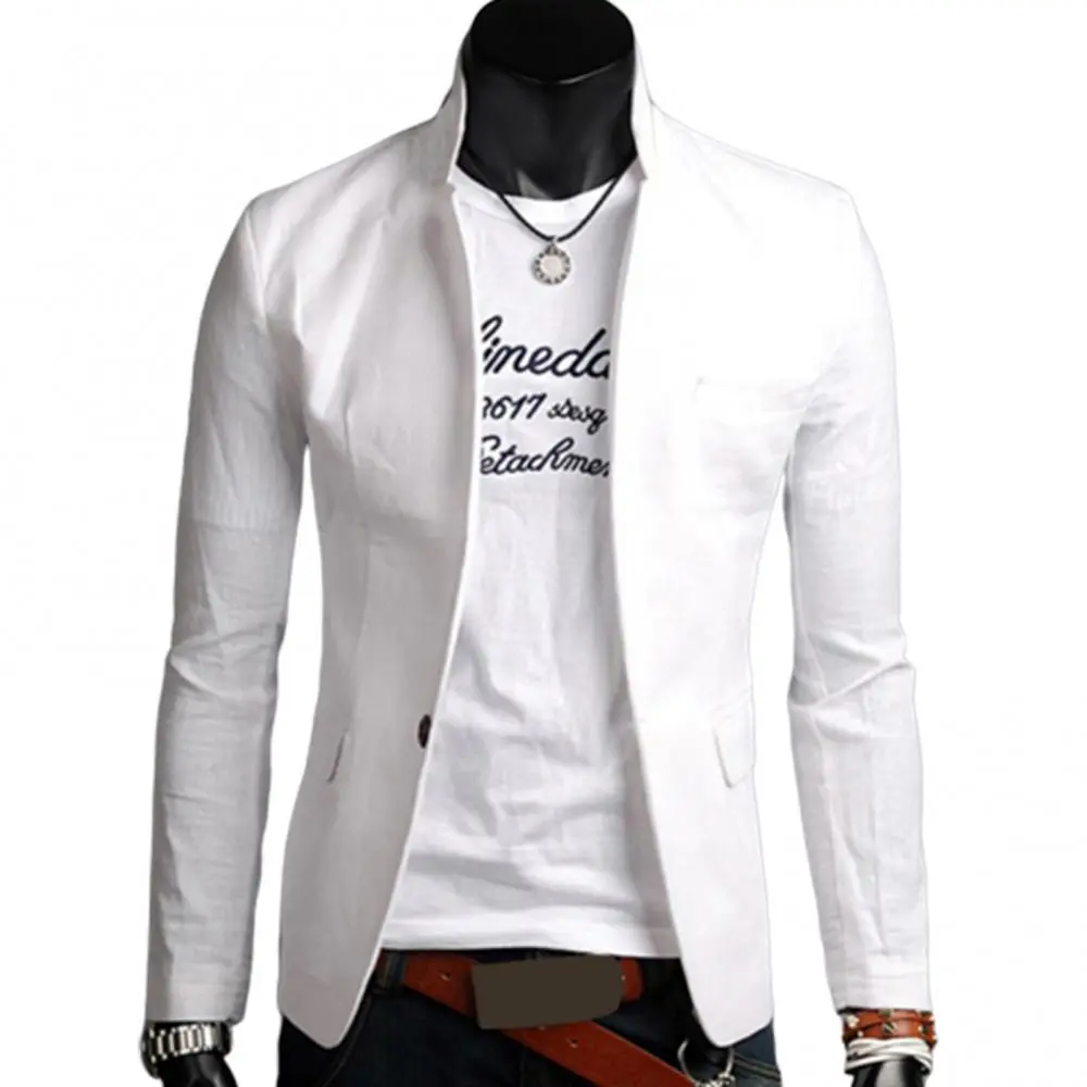 Teenage Men Long Sleeved Lapel Suit Jacket Fashion Korean Version Solid Color Business Casual Jacket Button Blazer Mens Clothing