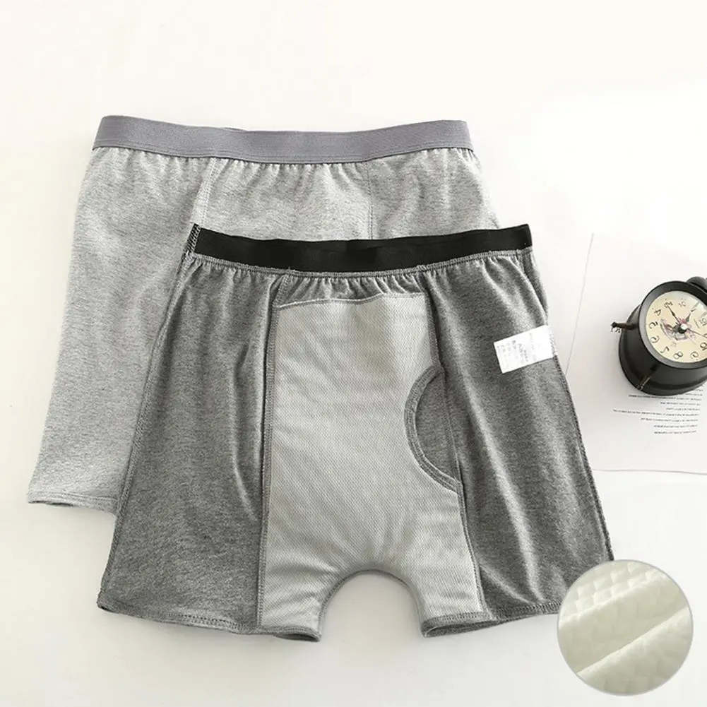 Men Underwear High Elasticity Briefs Elderly Men's Anti-leakage Boxer Briefs with Urine-proof Pads for Bedridden Patients