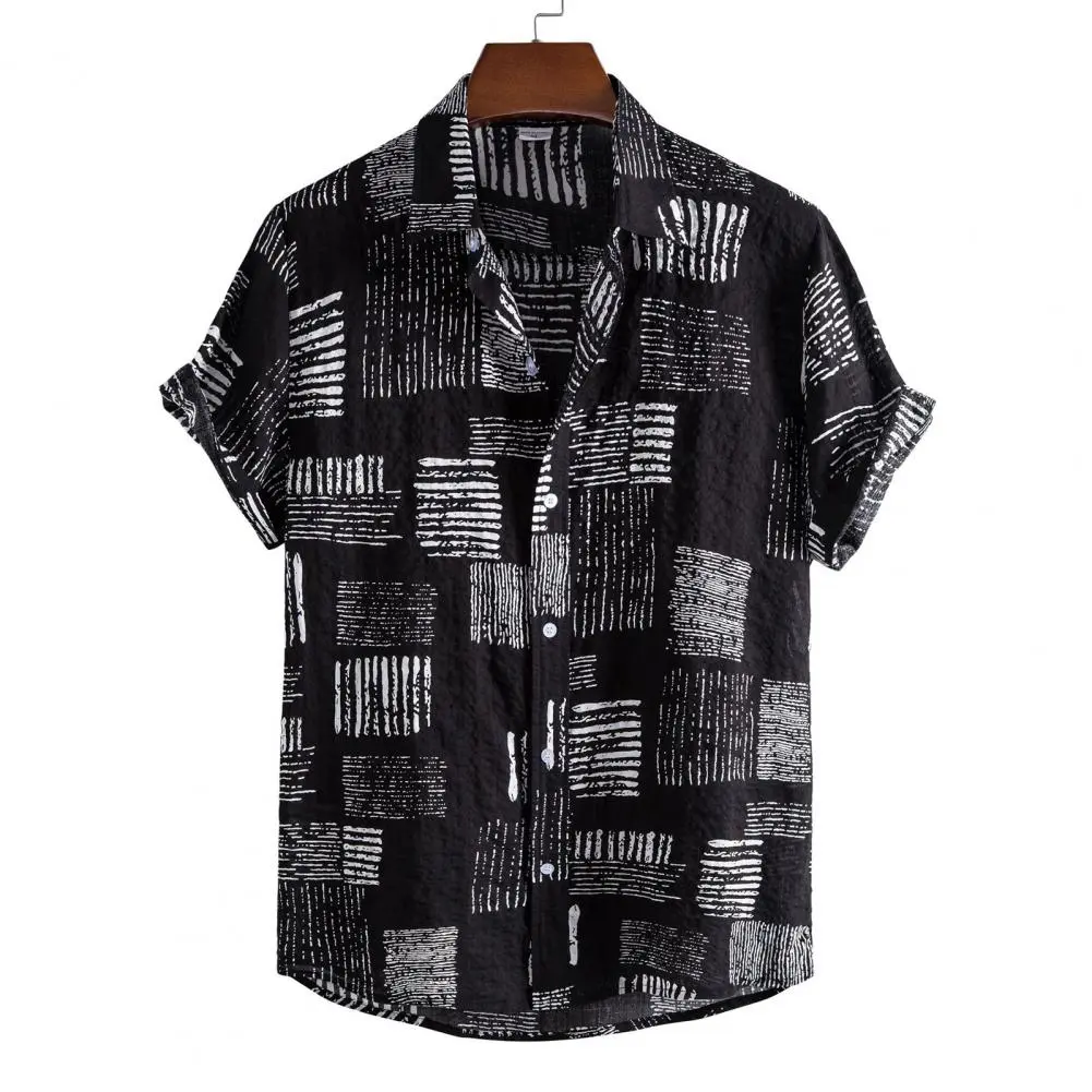 2025 Men Shirt Short Sleeve Men Shirt Turn-down Collar Soft Print Loose Summer Shirt Streerwear Short Sleeve Hawaiian Shirts