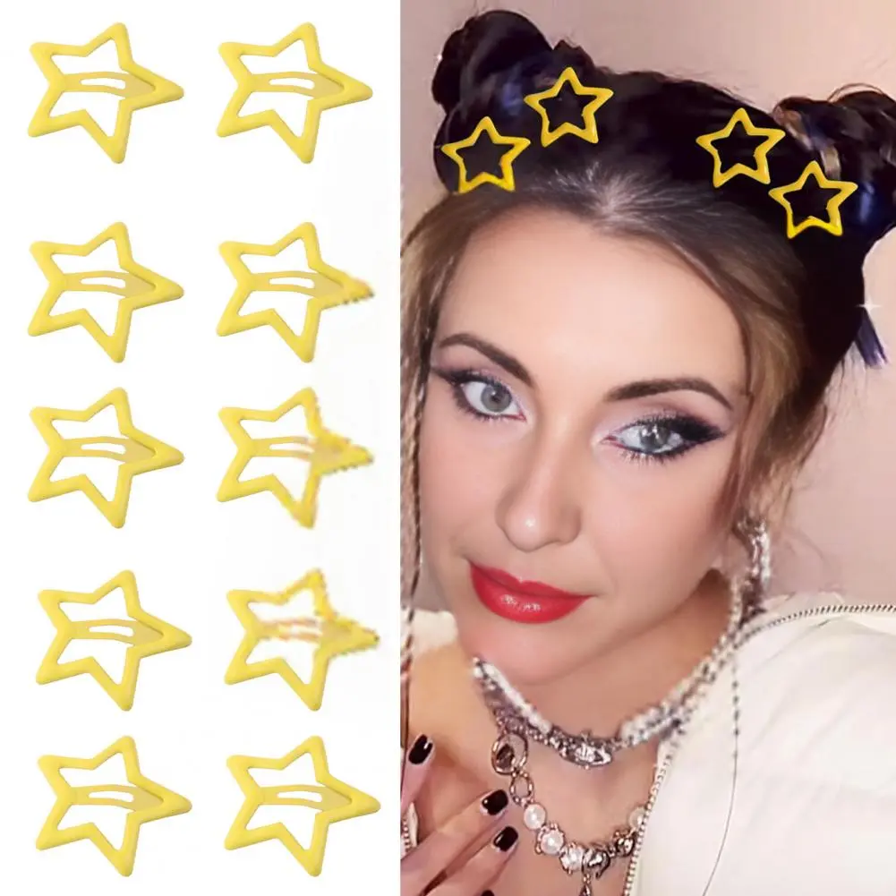 Grey Star Hair Clips Non-fading Hairpins Set of 10 Star Shape Metal Hair Clips for Girls Teens Adults Hair for Women for Ages