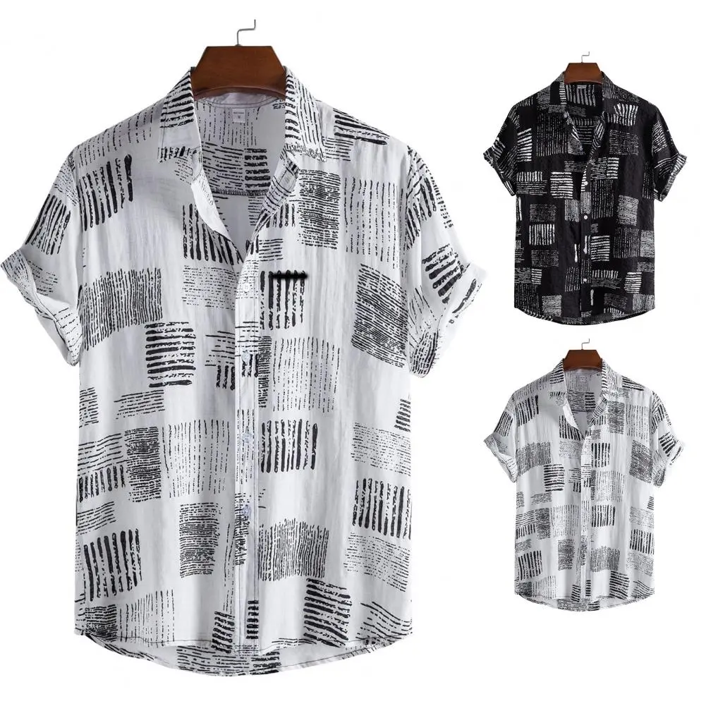 2025 Men Shirt Short Sleeve Men Shirt Turn-down Collar Soft Print Loose Summer Shirt Streerwear Short Sleeve Hawaiian Shirts