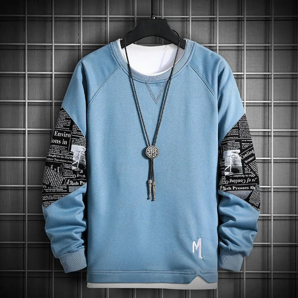 Men Sweatshirt Crew Neck Pullover Simple Long Sleeve Loose Casual students Sweatshirt Daily Regular Fit Print Autumn Sweatshirt