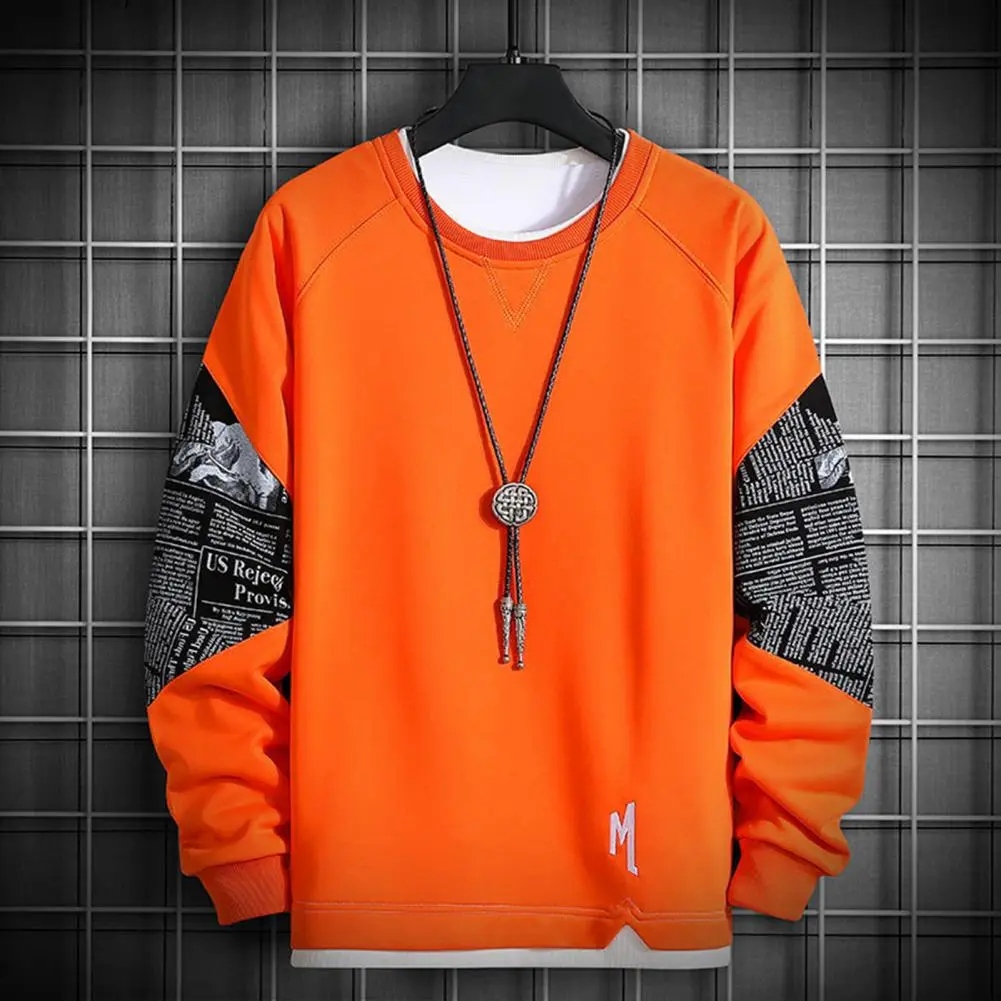 Men Sweatshirt Crew Neck Pullover Simple Long Sleeve Loose Casual students Sweatshirt Daily Regular Fit Print Autumn Sweatshirt
