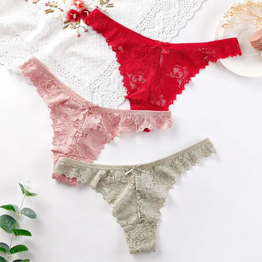 Women Briefs Hollow Low Waist Women Sexy G String Thong Women Sexy Lace G-strings Soft Texture Elastic Female Undershorts