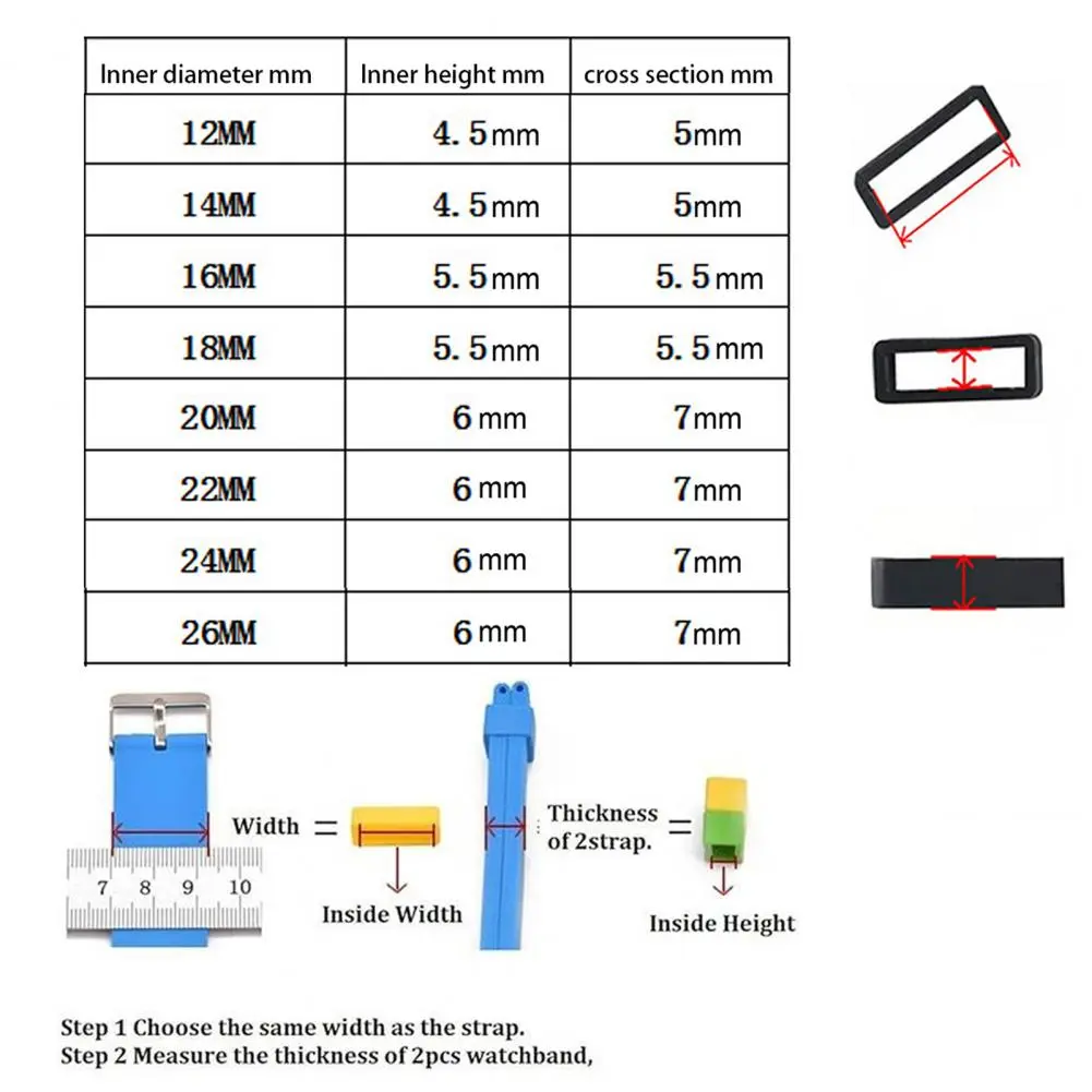 4Pcs 12/14/16/18/20/22/24/26MM Silicone Watch Strap Loop Wristwatch Band Keeper Retainer Loop Smartwatch Fastener Ring 2025