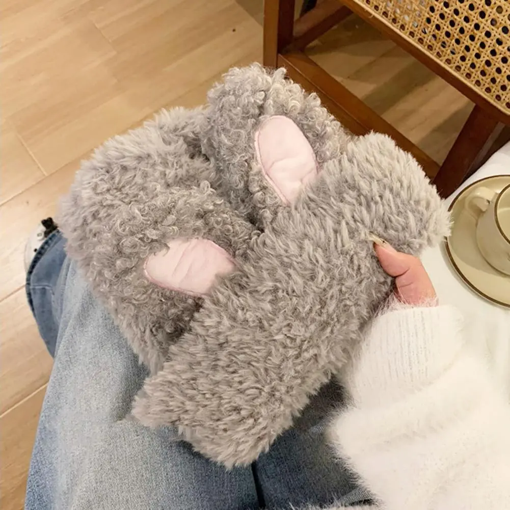 Trendy Brimless Beanie Knitted Brimless Hat Stylish Fluffy Rabbit Ears Knitted Hat Warm Winter Beanie for Women Lovely Thickened