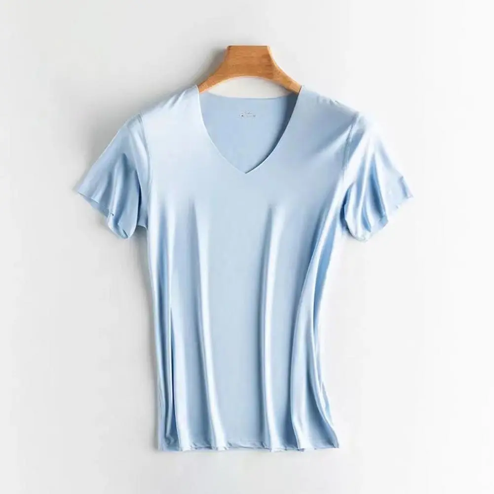 2025 Men Summer T-shirt Thin Ice Silk T-Shirt Men Crew Neck Short Sleeve Casual Soft Fitness Tops Modal Cotton Oversized Tees