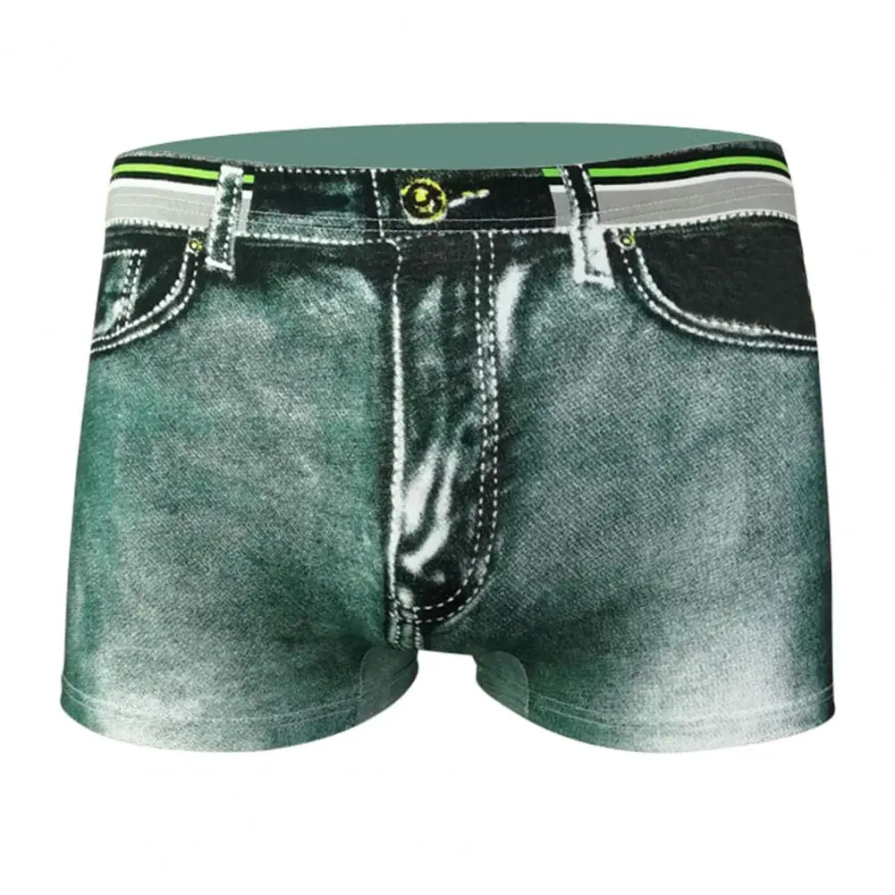 Fake Jeans Printing Men Boxer Briefs 3D Cowboy Printed Men Boxer Panties Pocket Fake Jeans Short Underpants Male Underwear