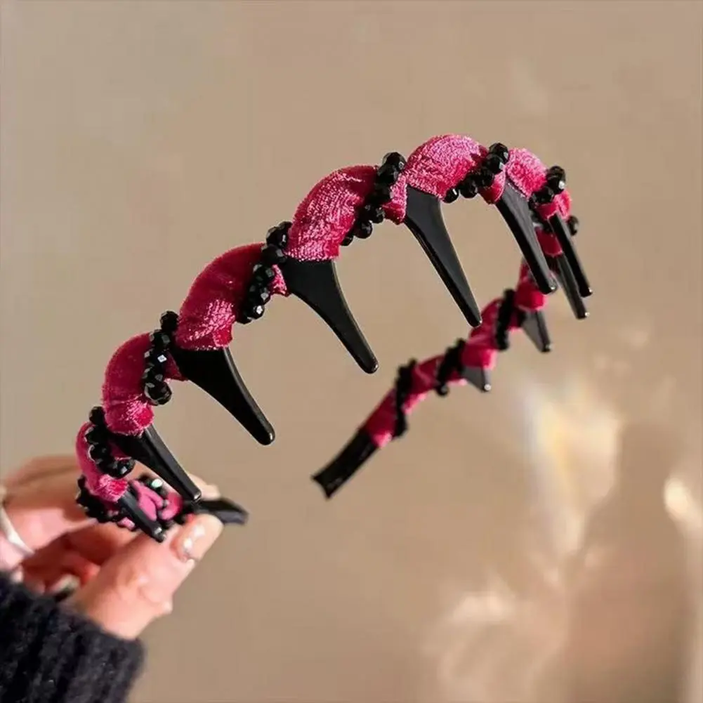 Bridal Hair Accessory High Skull Rhinestone Hairband Elegant Rhinestone Hairband Set for Women Vintage Bridal Hair for Girls