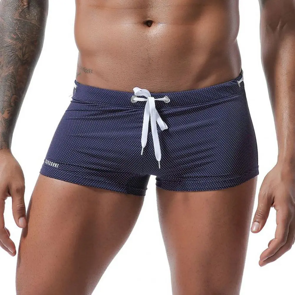 Men's Swim Trunks Beach Shorts Waist Tie Swimsuit Sports Surf Shorts Low Waisted Board Shorts Bathing Suit Men Swim Boxers