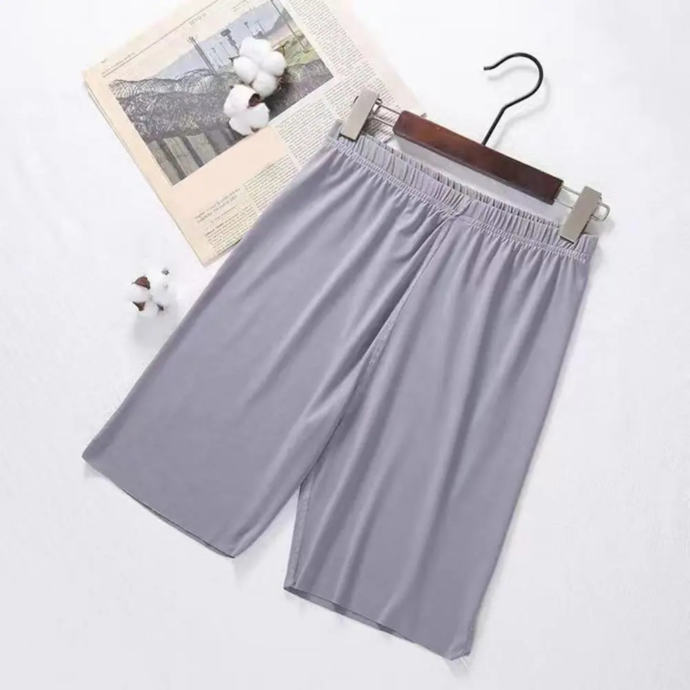 Ice Silk Men Shorts Pajama Shorts Elastic Waist Silky Homewear Pants Plus Size Men Pajama Shorts Pants Summer Men Sleep Bottoms