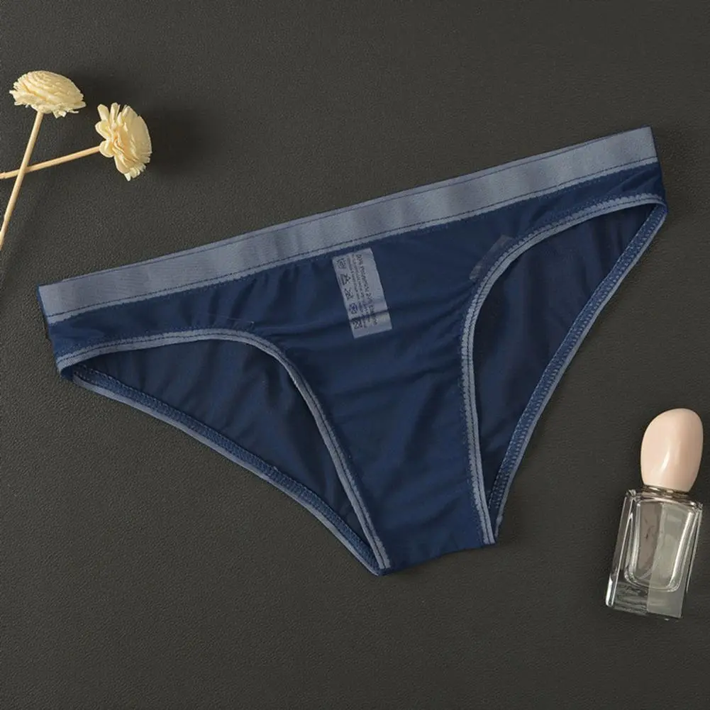 Male Briefs Breathable Mesh See Through Quick Dry Male Underwear Sexy Low Waist Thin Summer Triangle Men Panties Men Underpants
