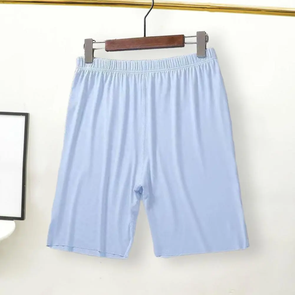 Ice Silk Men Shorts Pajama Shorts Elastic Waist Silky Homewear Pants Plus Size Men Pajama Shorts Pants Summer Men Sleep Bottoms