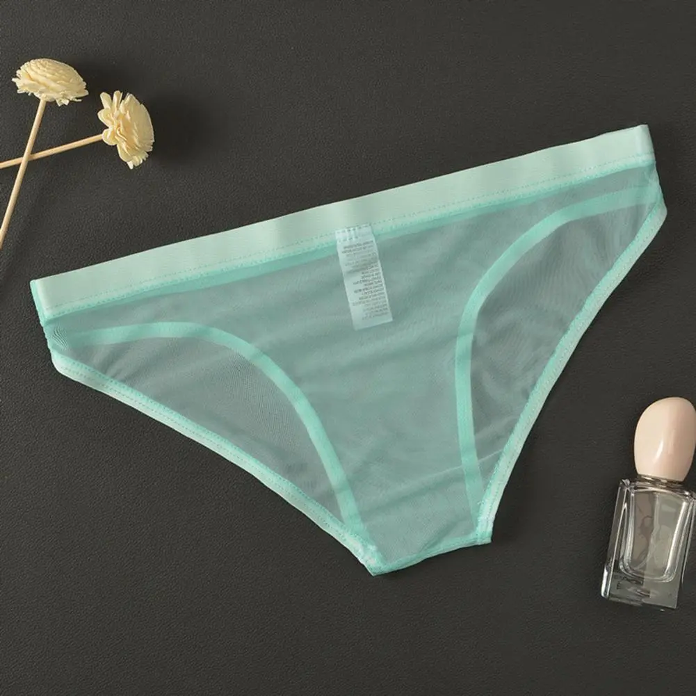 Male Briefs Breathable Mesh See Through Quick Dry Male Underwear Sexy Low Waist Thin Summer Triangle Men Panties Men Underpants