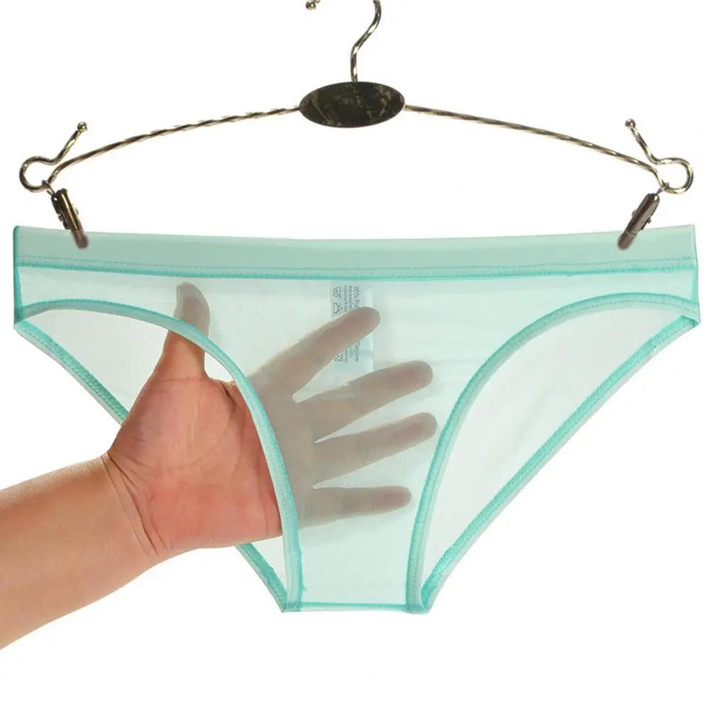 Male Briefs Breathable Mesh See Through Quick Dry Male Underwear Sexy Low Waist Thin Summer Triangle Men Panties Men Underpants