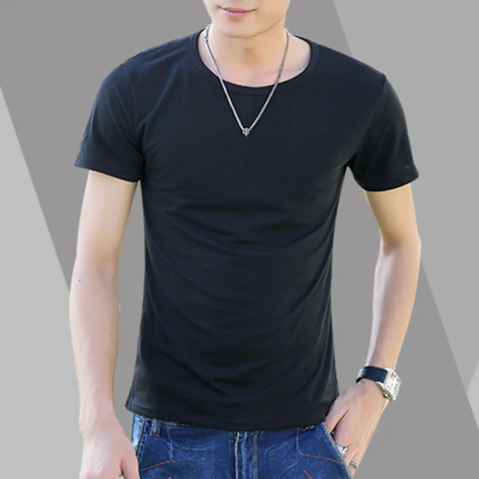 T-shirt Men 2024 Spring Slim Fit V Neck Short Sleeve T Shirt For Men Fashion Design Soild Color T-shirts Male Tops Basic Tees