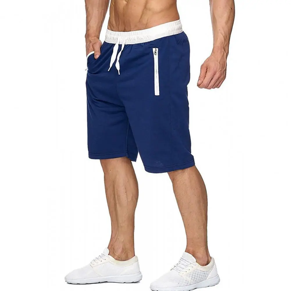 Men Short Sweatpants Drawstring Zipper Pockets Summer Short Pants Elastic Waist Loose High Waist Sport Shorts Board Shorts