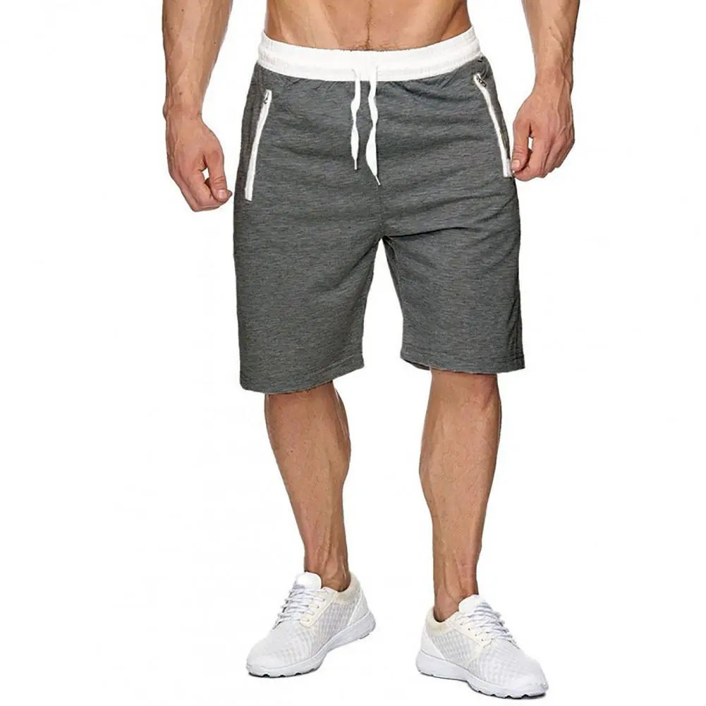 Men Short Sweatpants Drawstring Zipper Pockets Summer Short Pants Elastic Waist Loose High Waist Sport Shorts Board Shorts