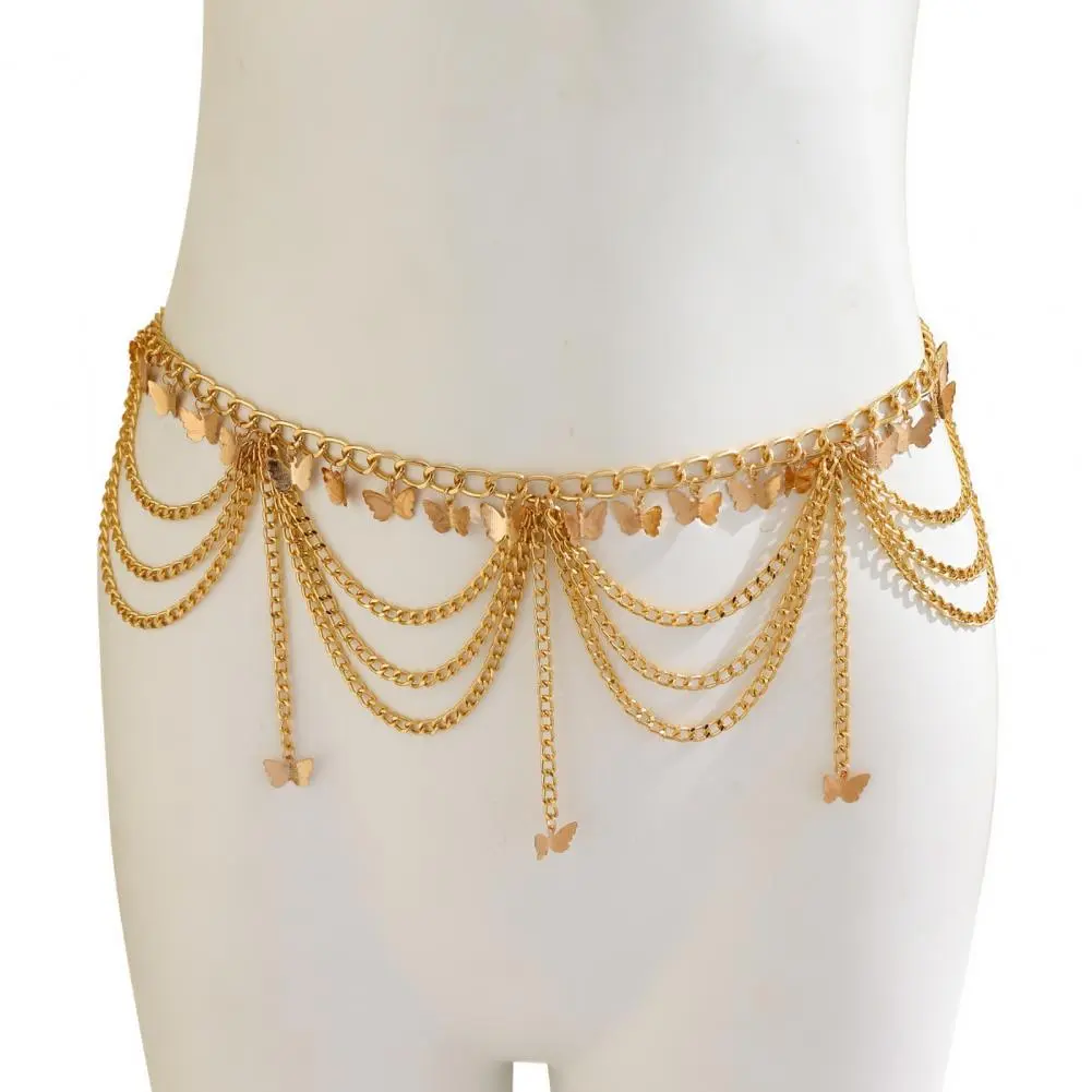 2025 Women Waist Belt Waist Belt Chic Waist Chain Heart Pendant Tassel Detail Multi Layer Geometric Pattern Belt for Nightclubs