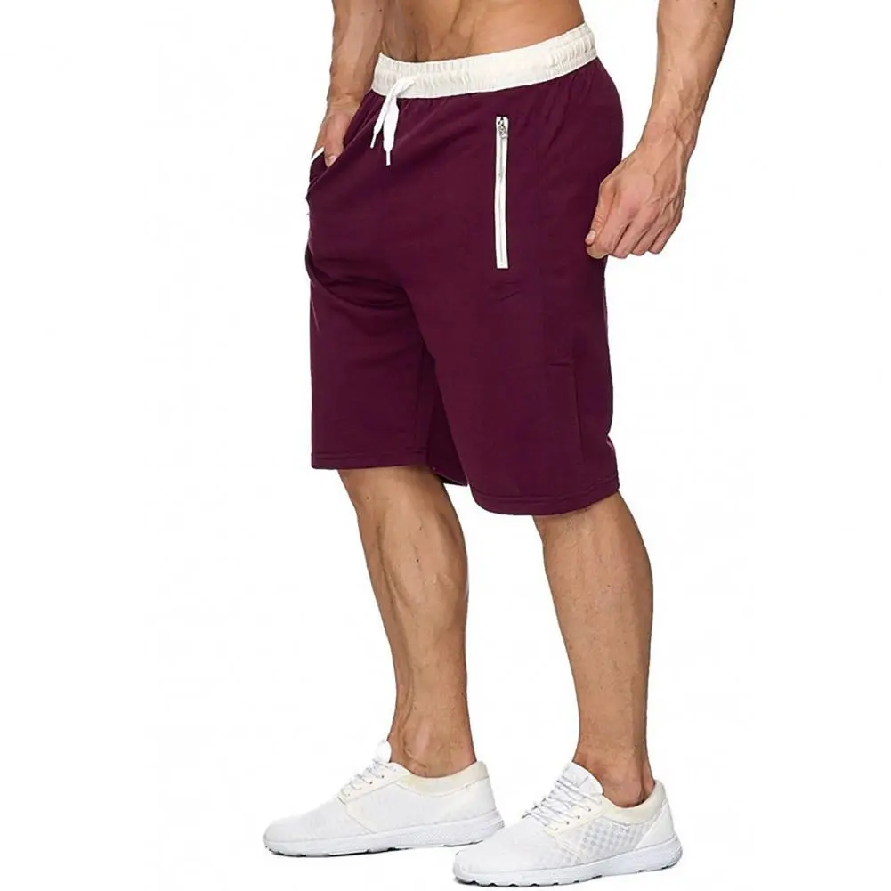 Men Short Sweatpants Drawstring Zipper Pockets Summer Short Pants Elastic Waist Loose High Waist Sport Shorts Board Shorts