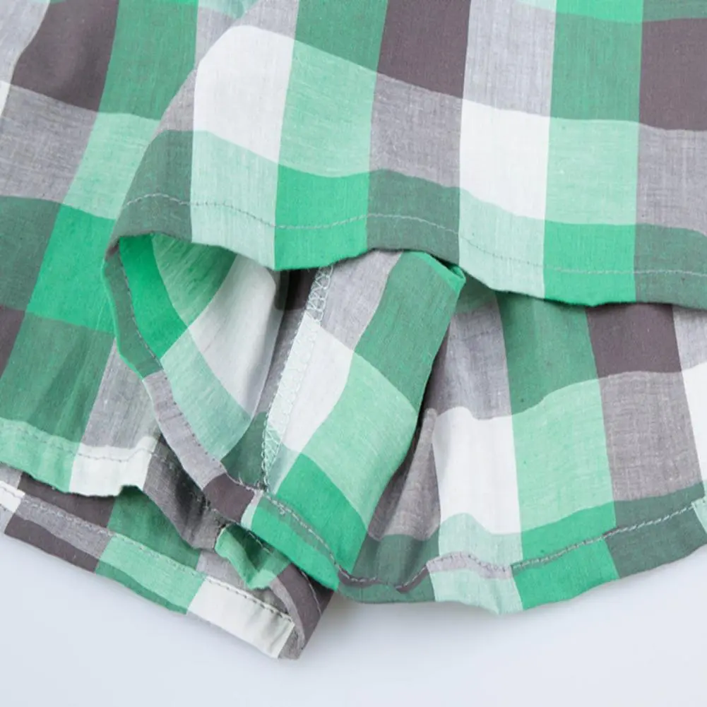 Men Boxers Plaid High Waist Casual Home Shorts Men Summer Pajama Shorts Deep Crotch Men Underpants Loose Elastic Waist Briefs