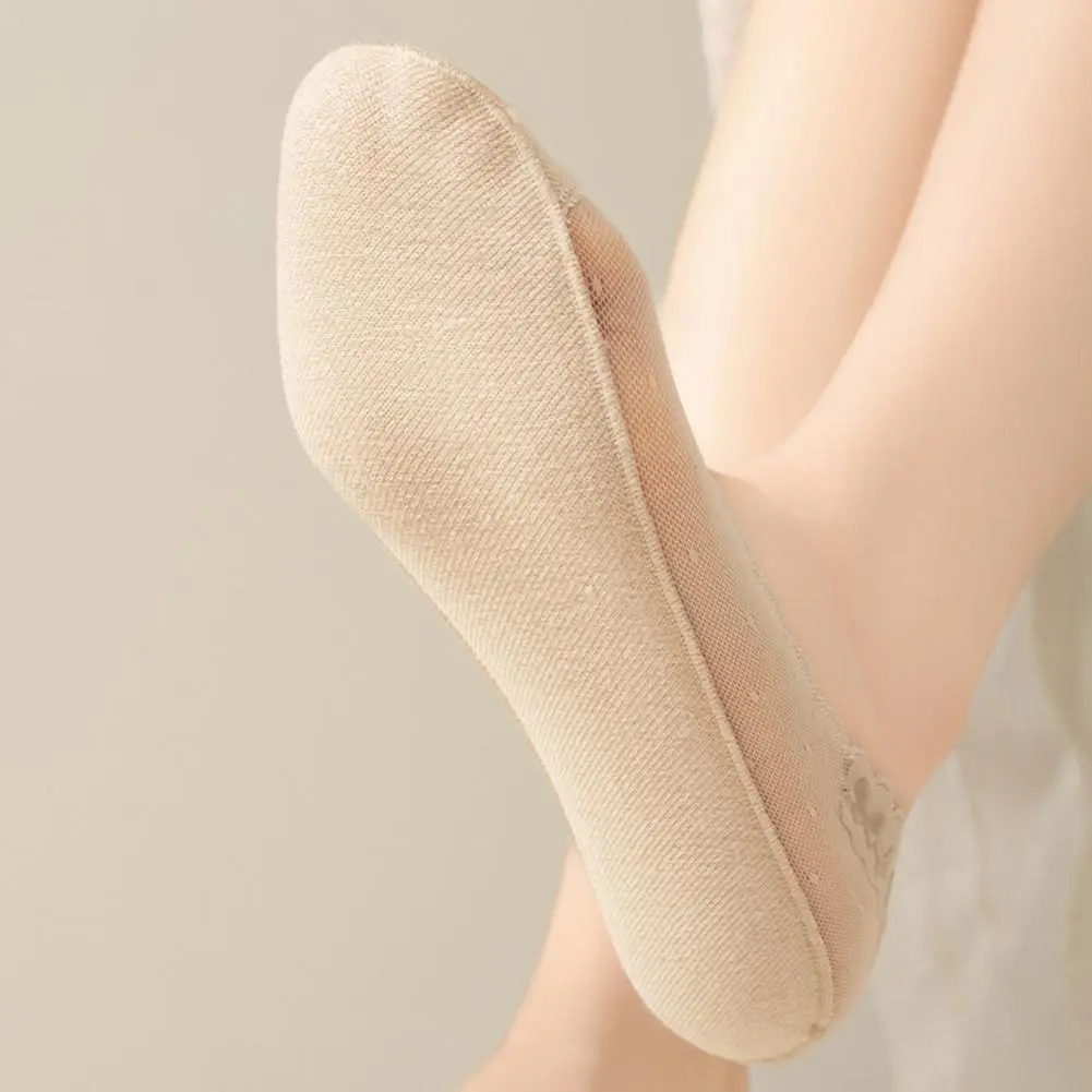Sweat-absorbent Socks Cotton Socks Elegant Women's Lace Boat Socks with Breathable Mesh Design for Anti-slip for Everyday