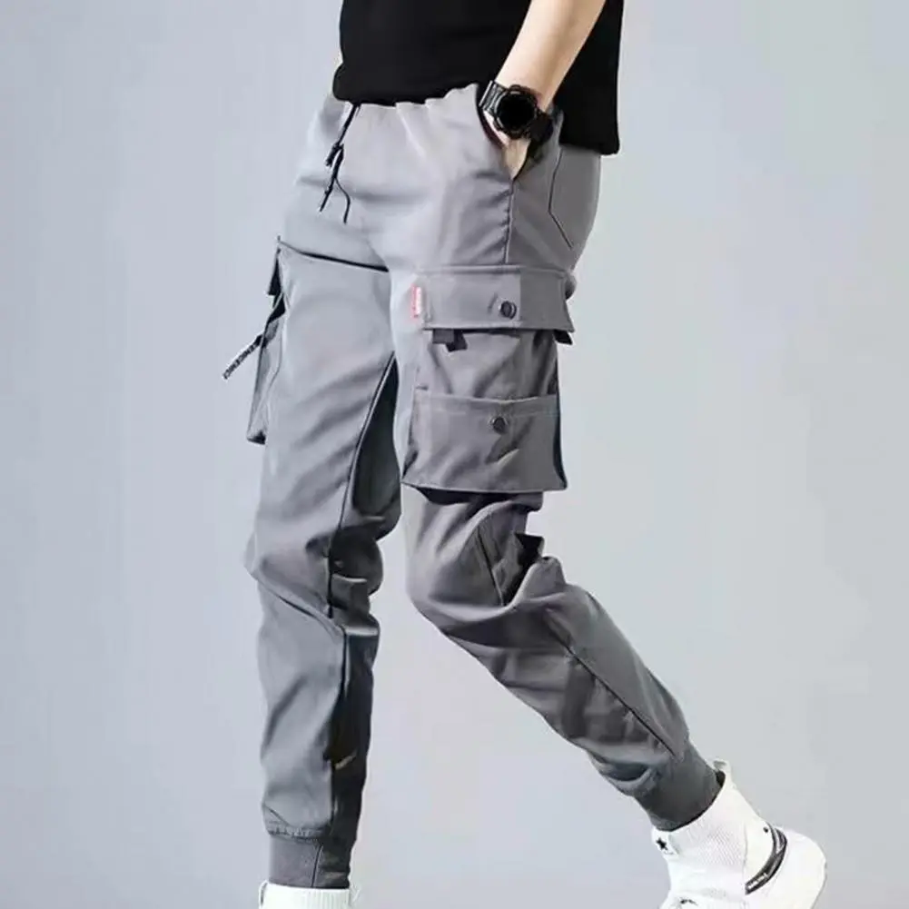 2025 New Summer Men Pants Hip Hop Harem Joggers Pants Male Trousers Mens Solid Multi-pocket Cargo Pants Skinny Fit Sweatpants